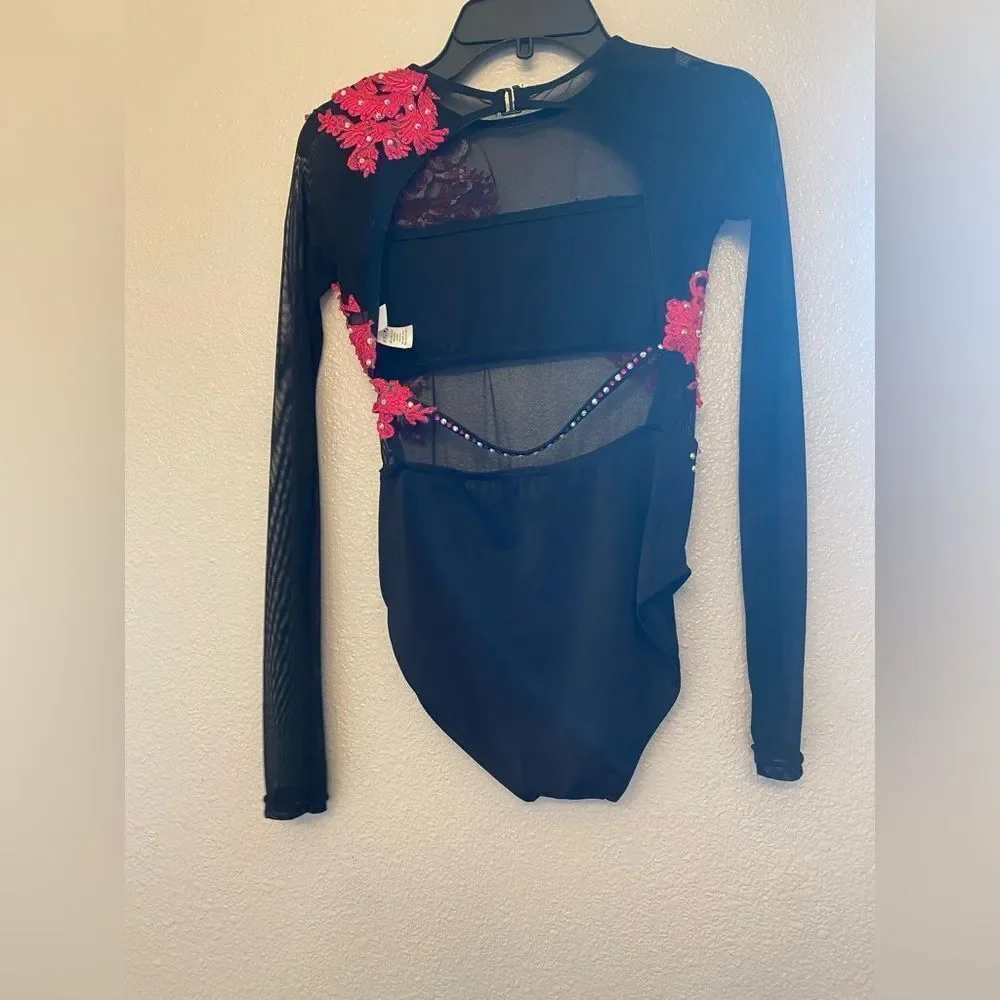 WEISSMAN illusion Dance Costume black hot pink custom leotard MT10406 MC child